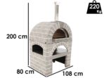 AgriEuro PULCINELLA STONE – Holzbackofen für den Außenbereich – grau – 80X60 – 4 Pizzen